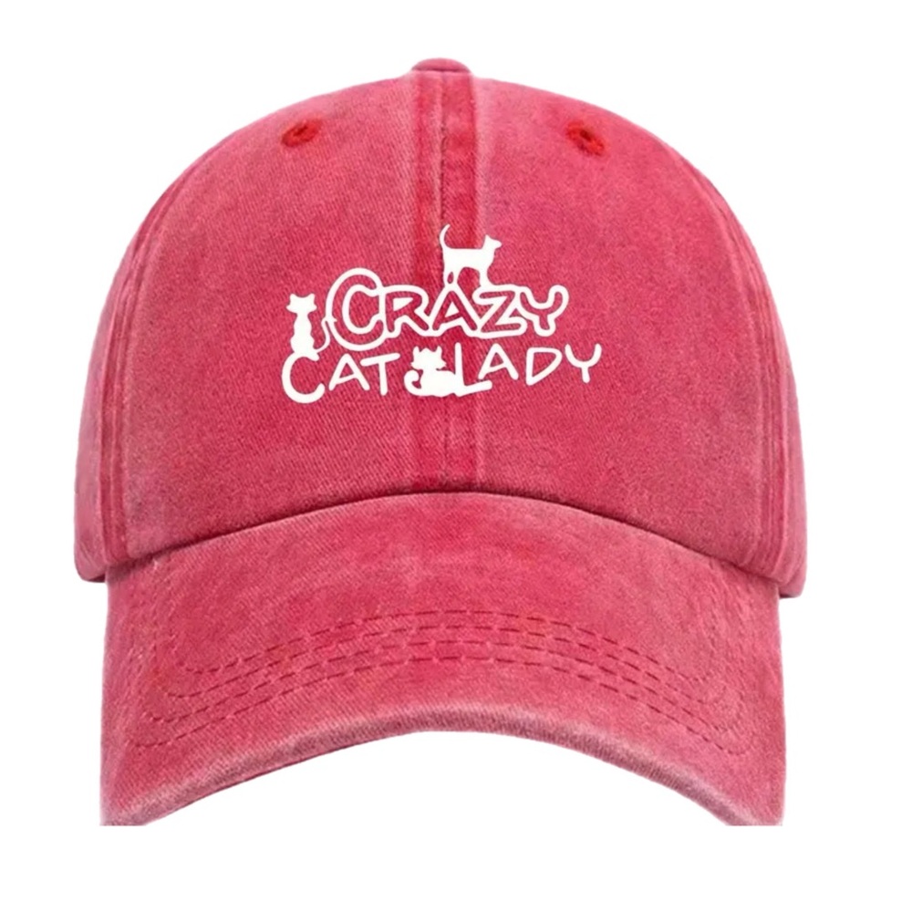 New Without Tags, Crazy Cat Lady Hat, Color Is Watermelon With White Lettering